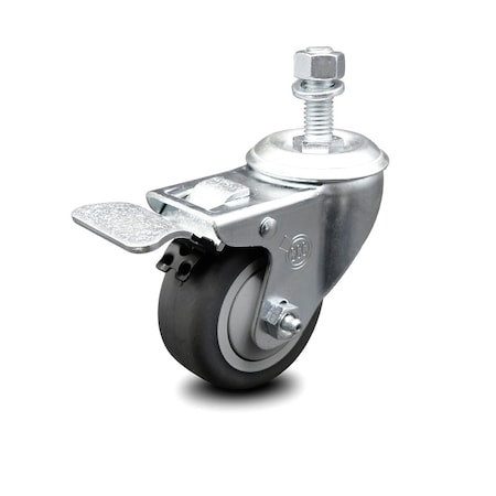 Service Caster 3.5 Inch Thermoplastic Rubber Swivel 1/2 Inch Stem Caster with Total Lock Brake SCC-TSTTL20S3514-TPRB-121315